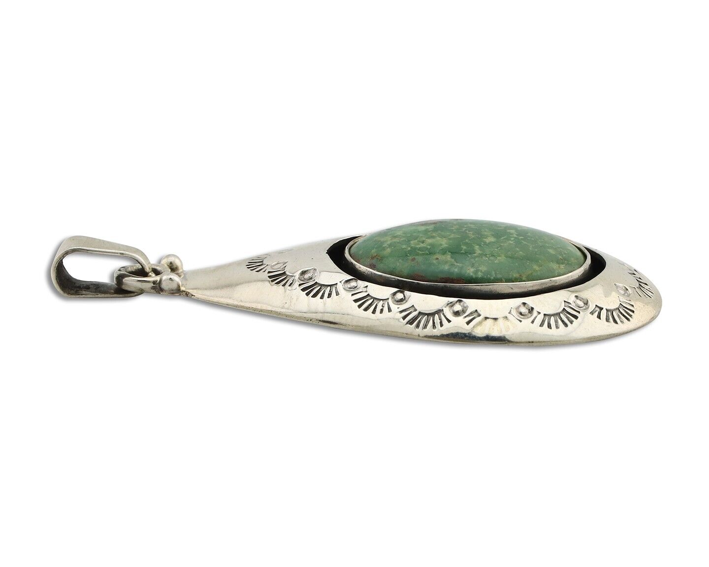 Navajo Pendant 925 Silver Natural Mined Turquoise Artist Signed MC C.80's