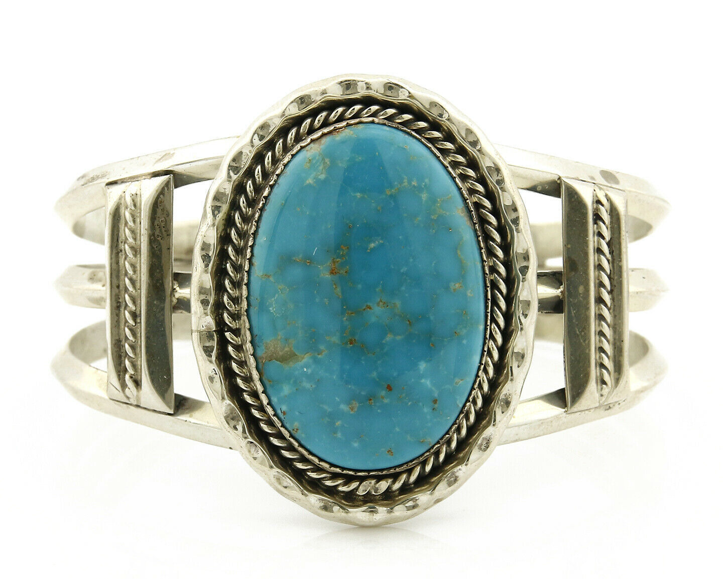 Navajo Bracelet .925 Silver Blue Gem Turquoise Signed Doug Zachary C.80's