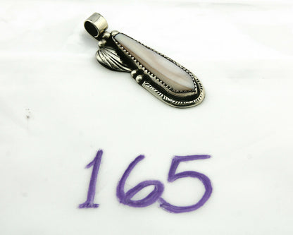 Navajo Pendant .925 Silver Real Natural Pink Mussel Signed Yazzie C.80's