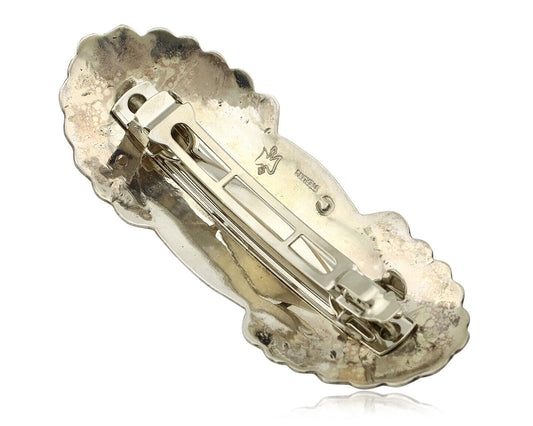 Navajo Hair Clip Barrette .925 Silver Hand Stamped Artist Signed C Montoya C80s