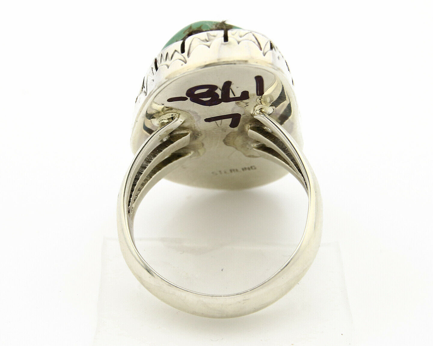 Navajo Turquoise Ring .925 Silver Handmade Signed Wayne Etsitty C.80's