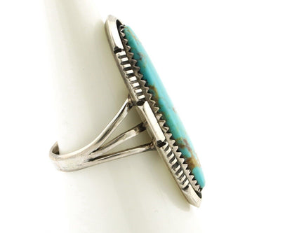 Navajo Ring 925 Silver Kingman Natural Blue Native Artist Signed USA C.80s