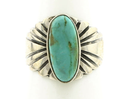 Navajo Ring .925 Silver Kingman Turquoise Artist Signed Apache C.80's