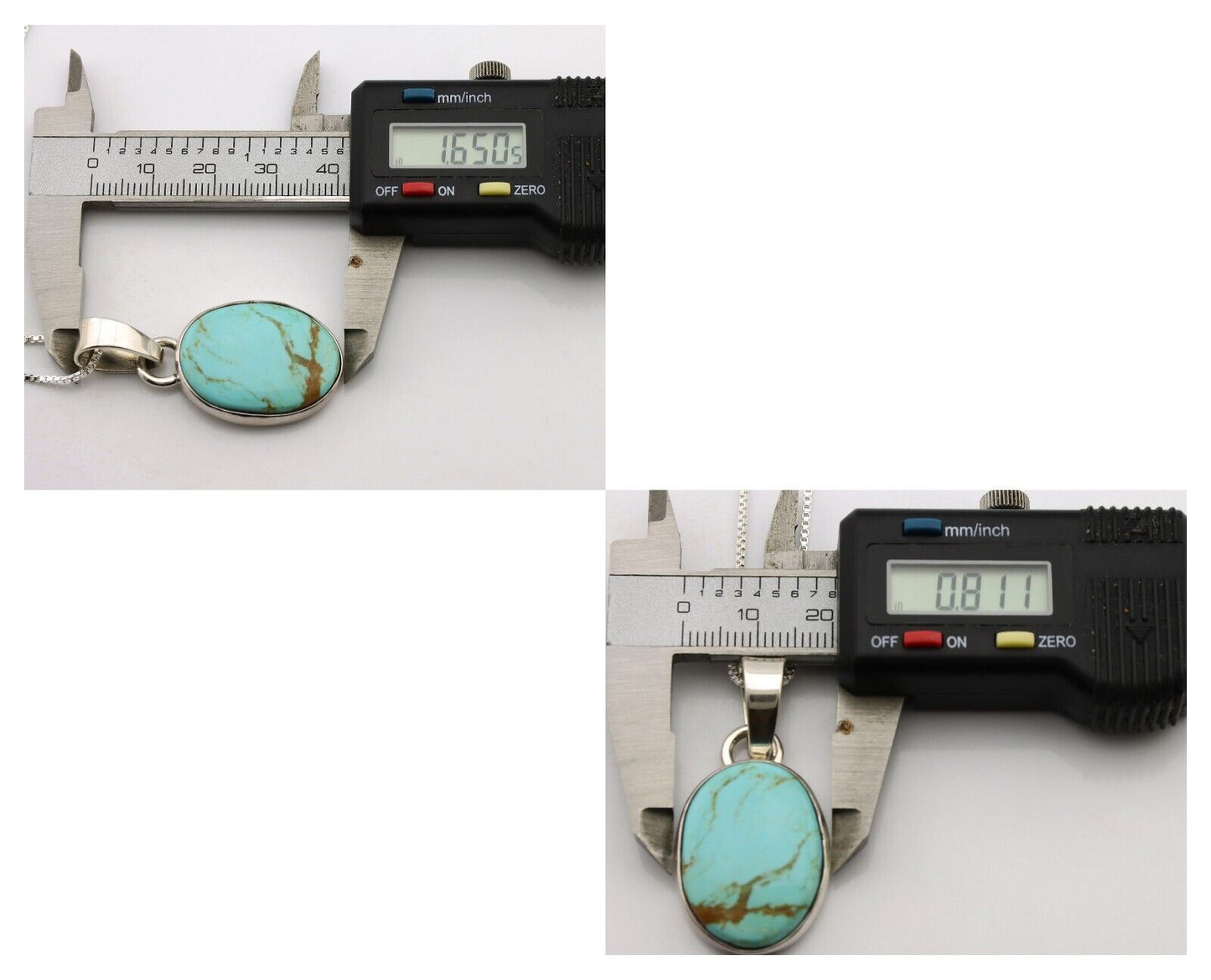 Navajo Necklace .925 Silver Kingman Turquoise Native American Signed C.1980's
