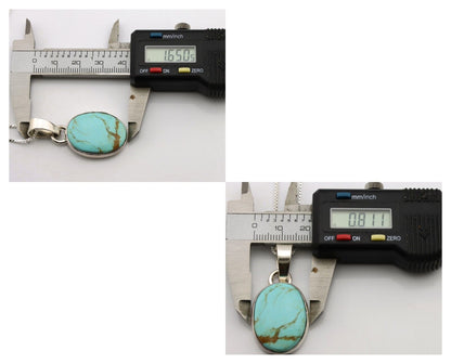 Navajo Necklace .925 Silver Kingman Turquoise Native American Signed C.1980's