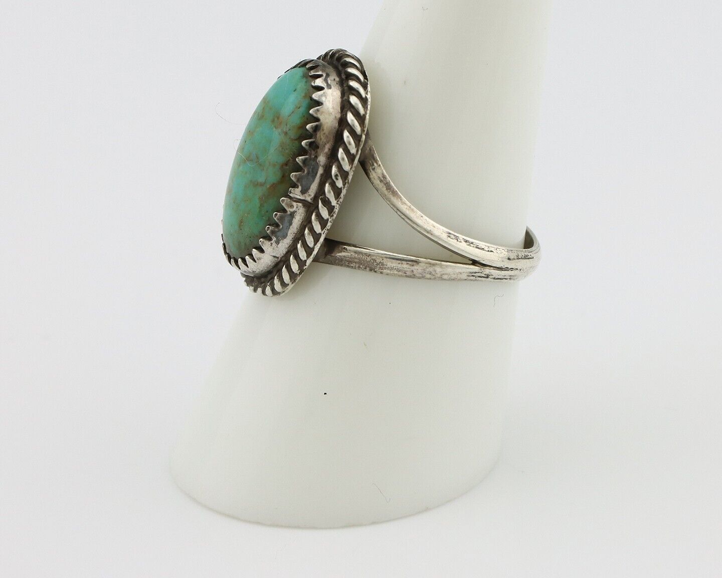 Navajo Handmade Ring 925 Silver Kingman Turquoise Artist Signed MC C.80's