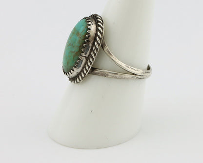 Navajo Handmade Ring 925 Silver Kingman Turquoise Artist Signed MC C.80's