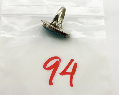 Navajo Ring .925 Silver Blue Turquoise Artist Signed M Begay C.1980's