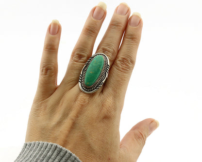Navajo Ring .925 Silver Nevada Turquoise Artist Signed M Begay C.1980's