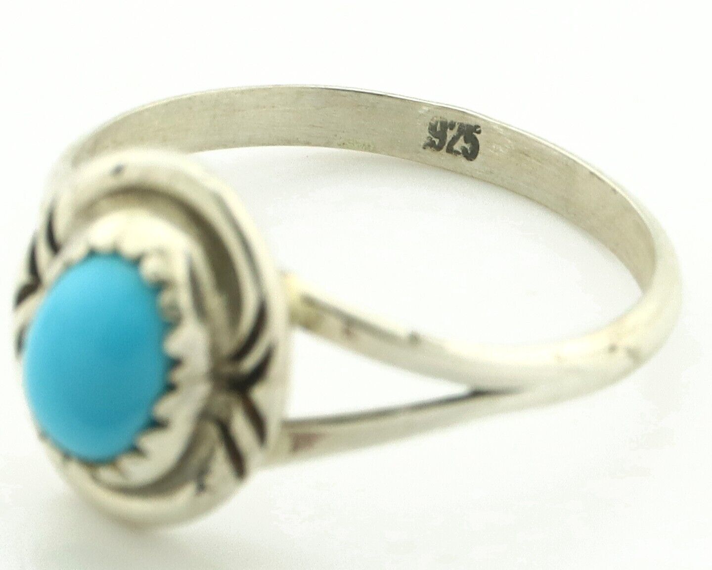 Navajo Ring 925 Silver Blue Turquoise Native American Artist C.80's