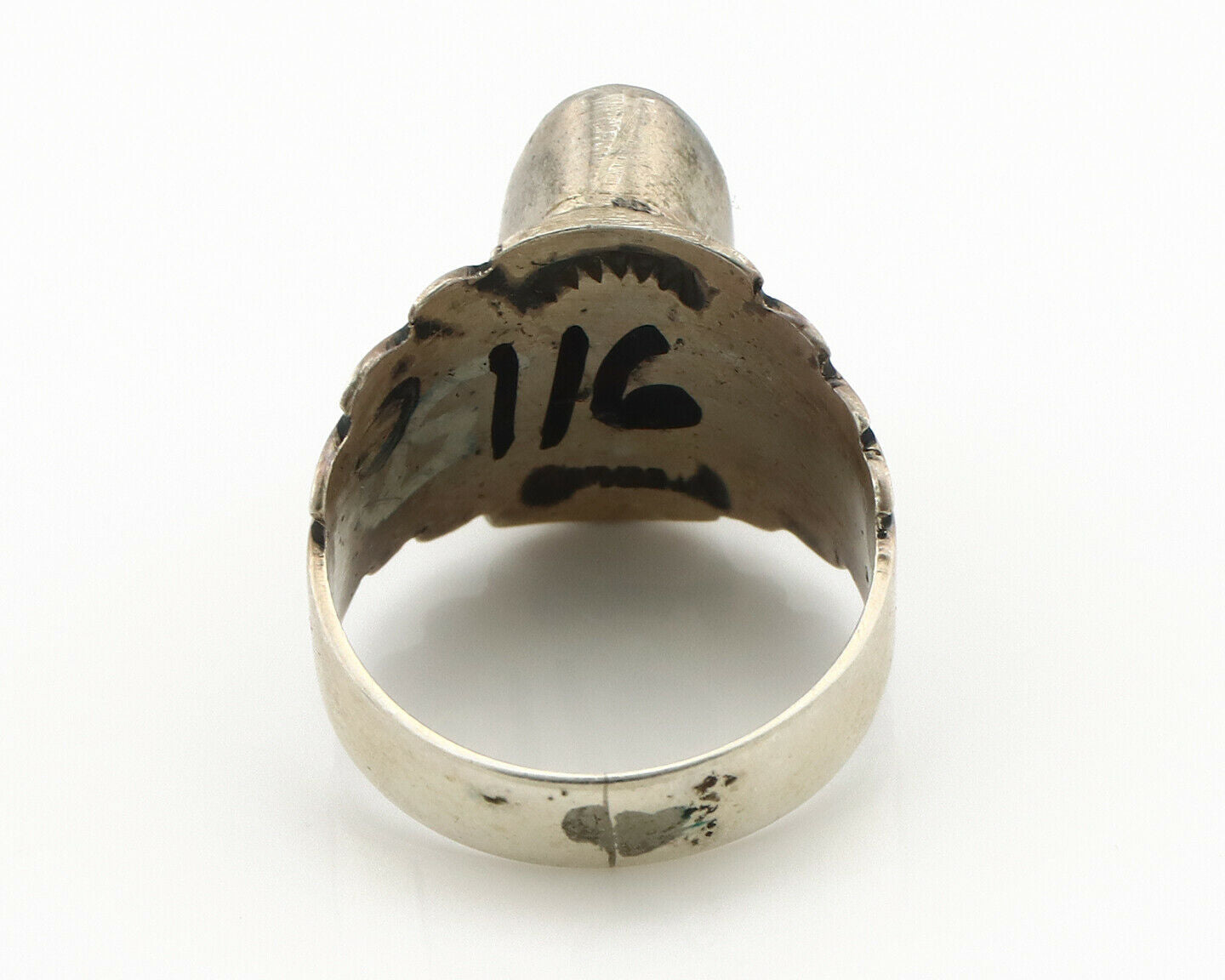 Navajo Ring .925 Silver Kingman Turquoise Artist Signed Apache C.80's