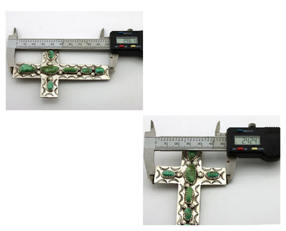 Navajo Cross Necklace 925 Silver Royston Turquoise Artist Signed JO C.80's