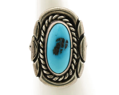 Navajo Ring .925 Silver Sleeping Beauty Turquoise Artist Signed M Montoya C.80's