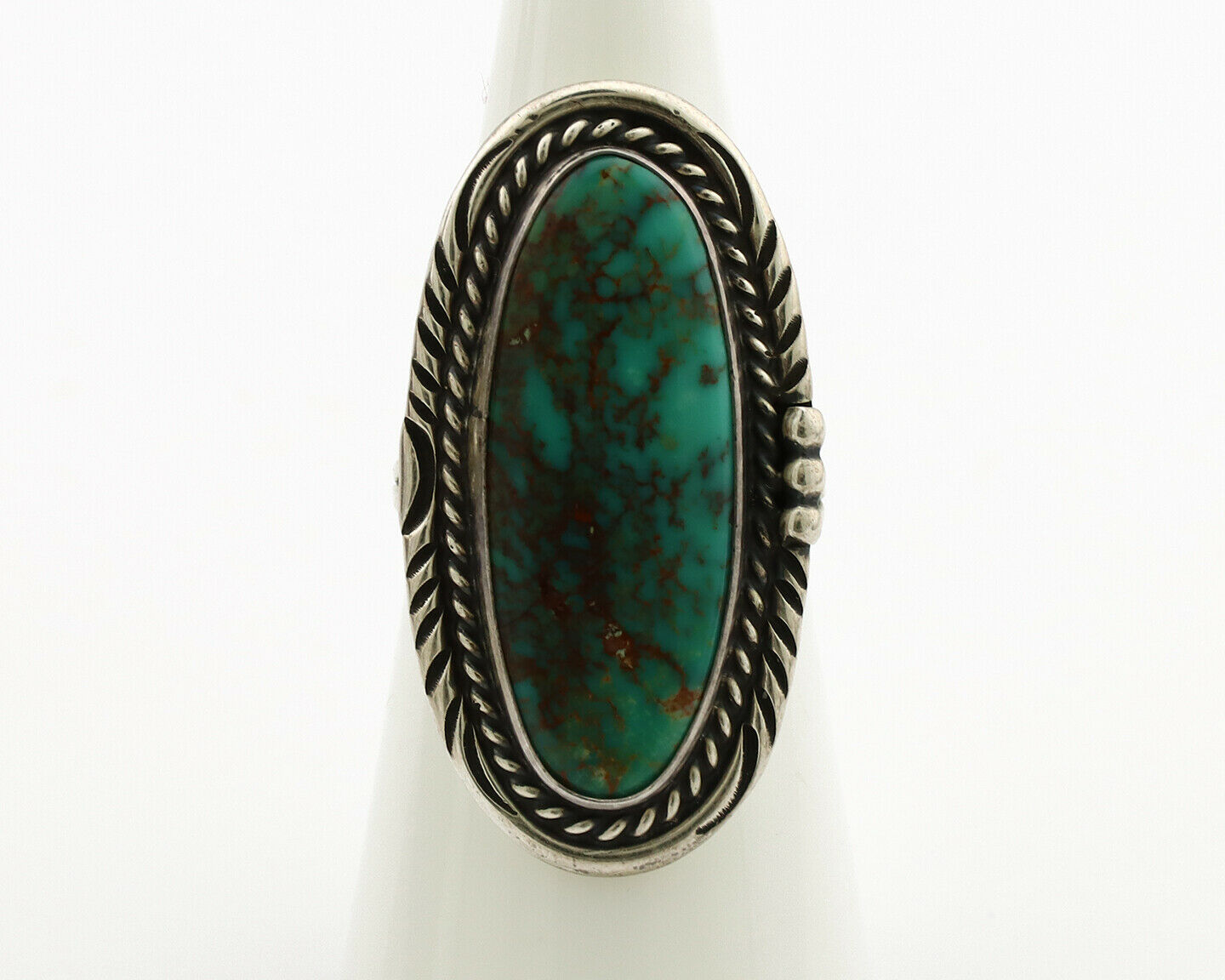 Navajo Ring .925 Silver Kingman Turquoise Native American Artist C.1980's