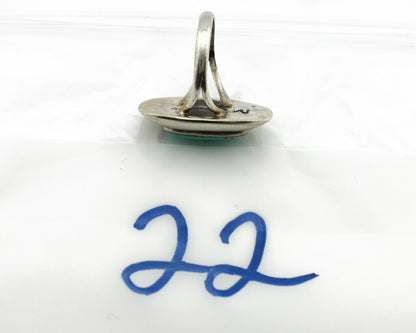 Navajo Shadow Box Ring .925 Silver Kingman Turquoise Signed M Montoya C80s