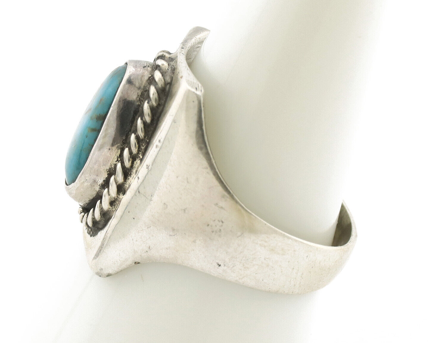 Navajo Ring .925 Silver Natural Turquoise Handmade Native American Artist C.80s