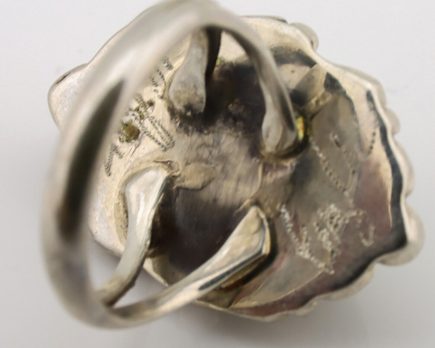 Navajo Ring .925 Silver Kingman Green Turquoise Signed Billy Eagle C.80's