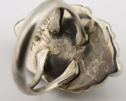 Navajo Ring .925 Silver Kingman Green Turquoise Signed Billy Eagle C.80's