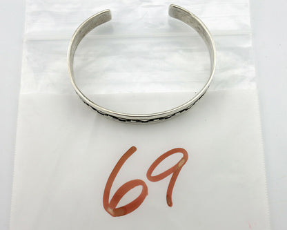 Navajo Bracelet .925 Silver Handmade Overlay Style Signed Tommy Billy Cuff C80s