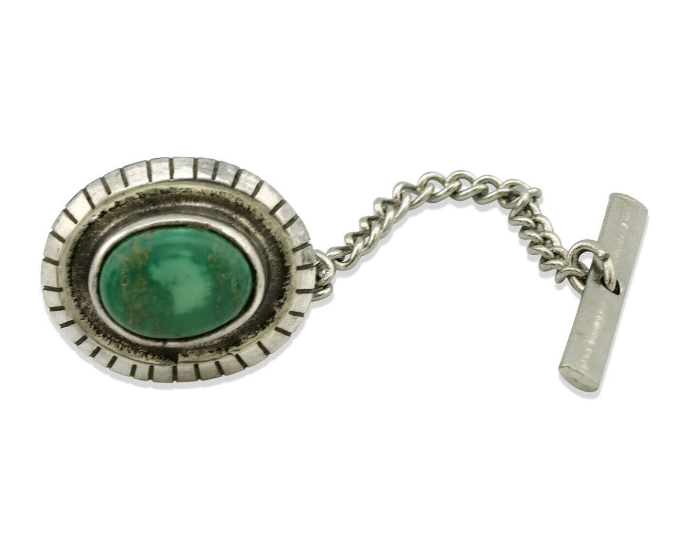 Navajo Tie Tack .925 Silver Royston Turquoise Native American Artist C.80's