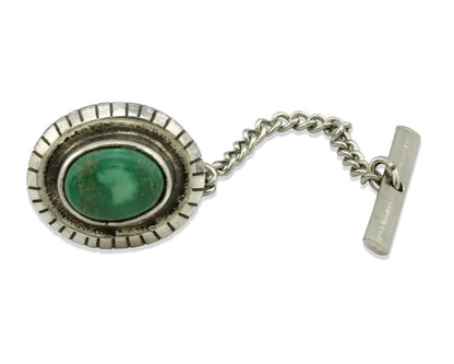 Navajo Tie Tack .925 Silver Royston Turquoise Native American Artist C.80's