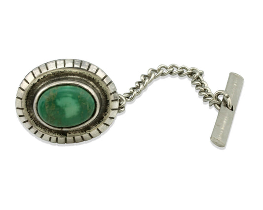 Navajo Tie Tack .925 Silver Royston Turquoise Native American Artist C.80's