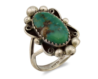 Navajo Ring .925 Silver Natural Turquoise Native American Artist C.1980's