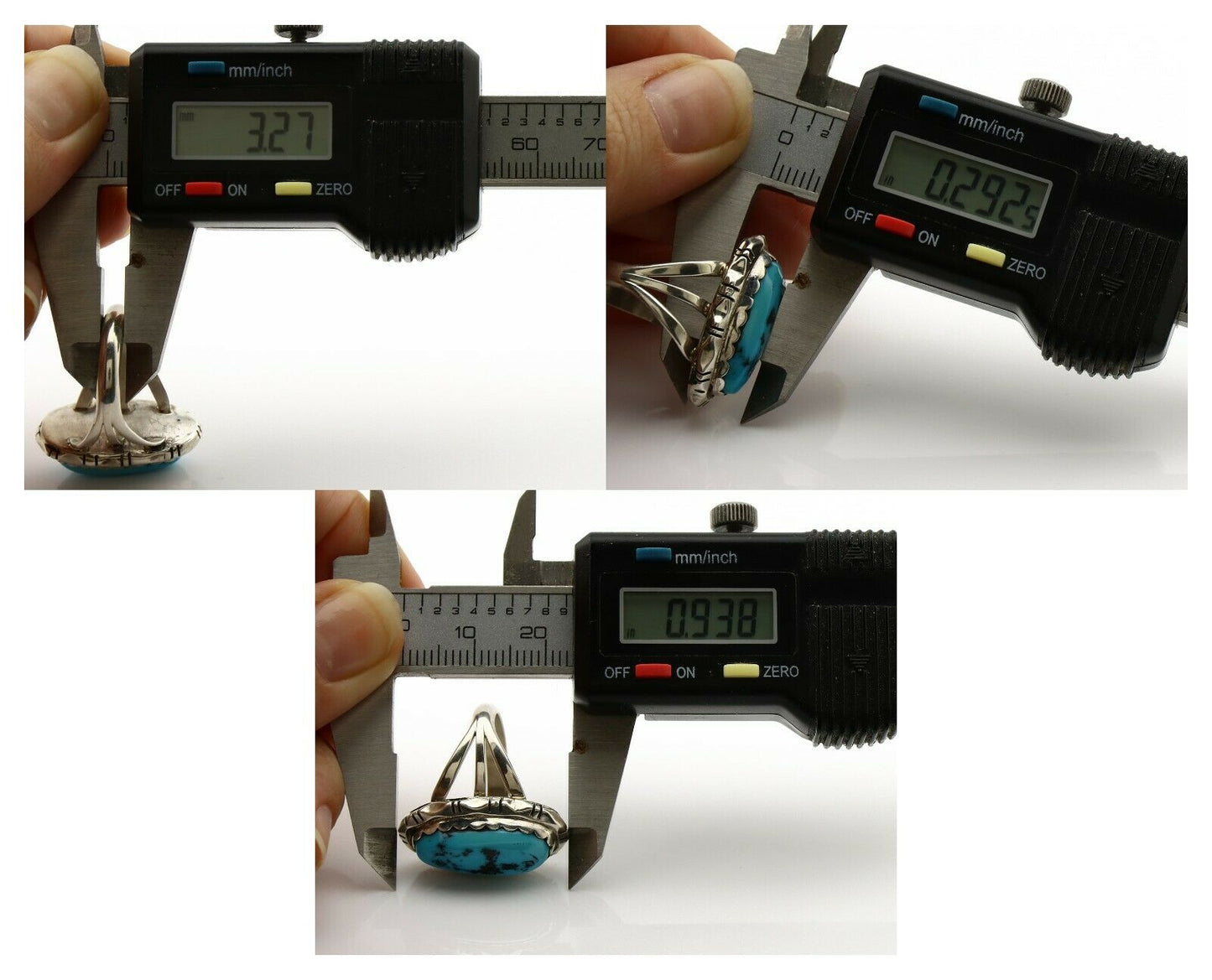 Navajo Ring .925 Silver Natural Blue Turquoise Native Artist C.80's