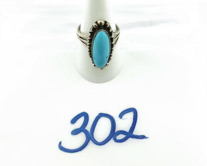 Navajo Ring .925 Silver Natural Blue Turquoise Artist Signed SC C.80's