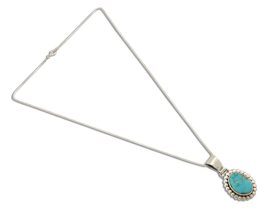 Navajo Necklace .925 Silver Blue Turquoise Native American Artist C.1980's