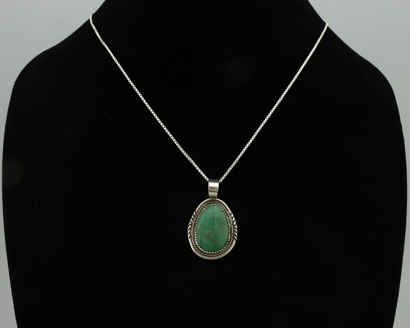 Navajo Pendant .925 Silver Kingman Turquoise Artist Signed AB C.80's