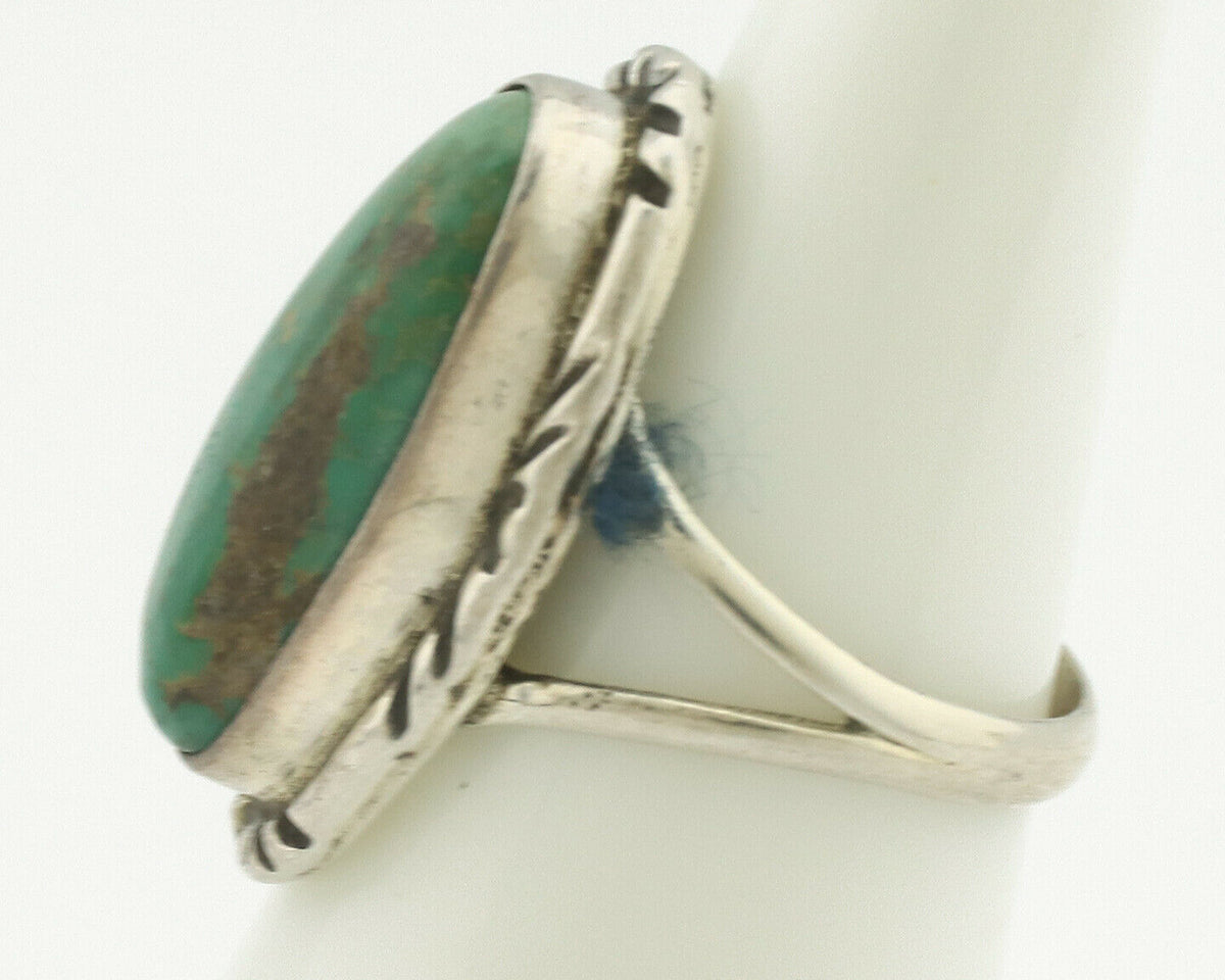 Navajo Ring .925 Silver Natural Turquoise Artist Signed Native American C.80's