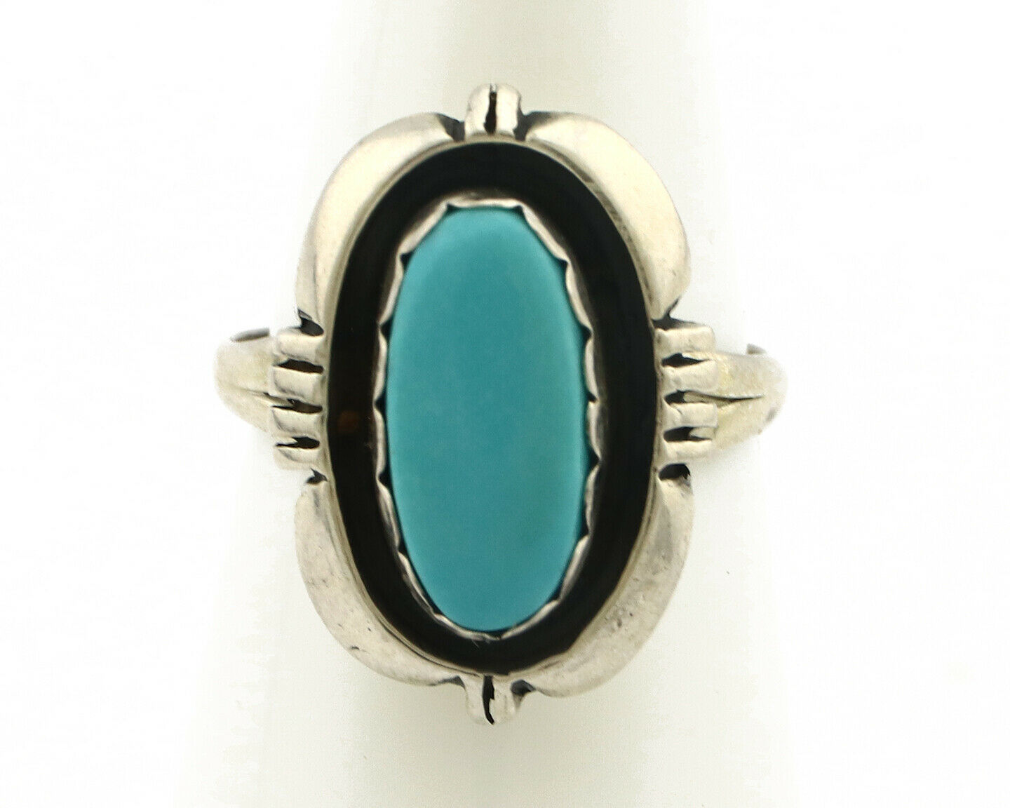 Navajo Ring .925 Silver Kingman Turquoise Handmade Native American Artist C.80's