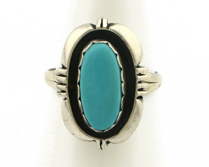Navajo Ring .925 Silver Kingman Turquoise Handmade Native American Artist C.80's