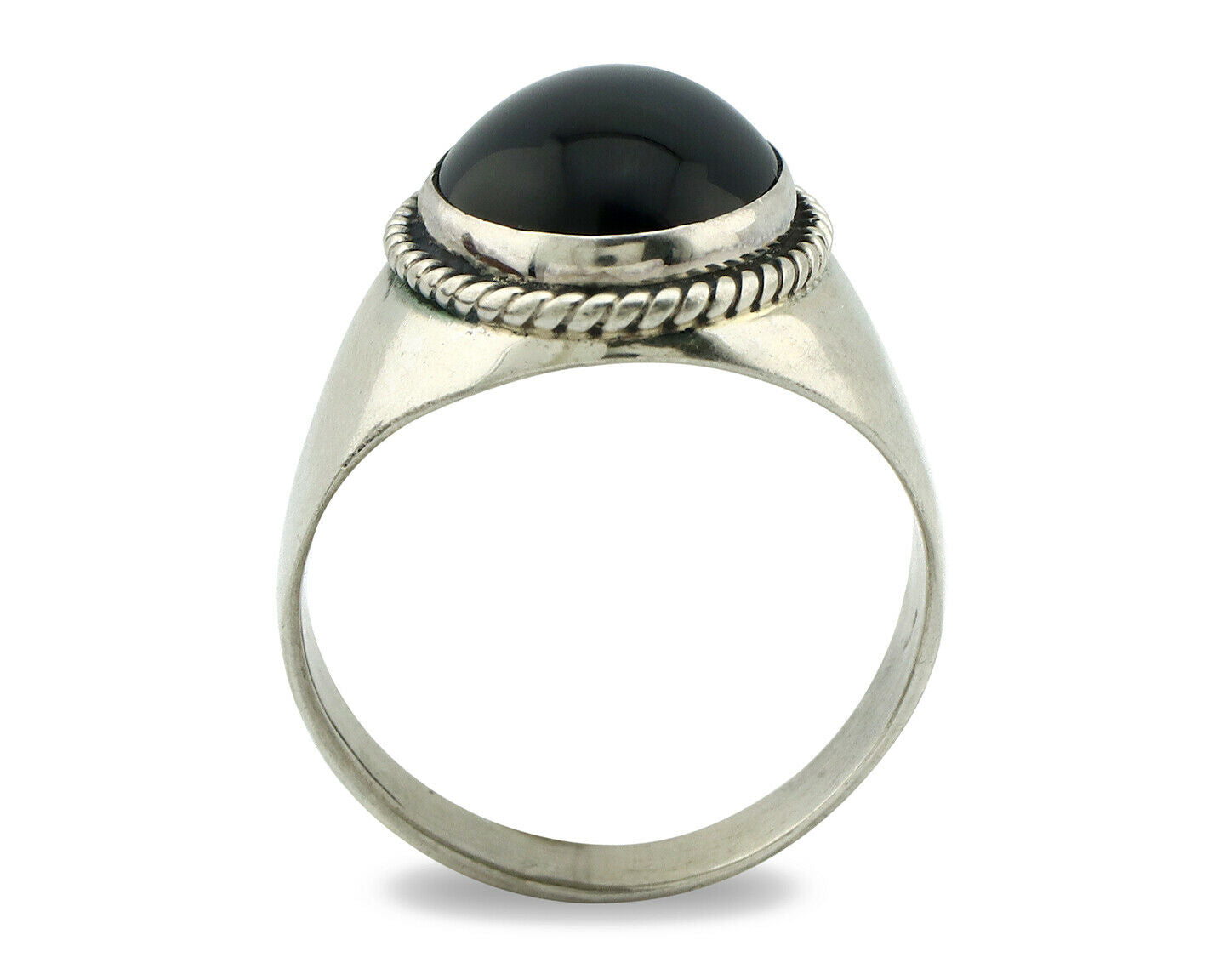 Navajo Ring .925 Silver Handmade Black Onyx Native American Artist C.80's