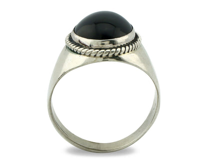 Navajo Ring .925 Silver Handmade Black Onyx Native American Artist C.80's