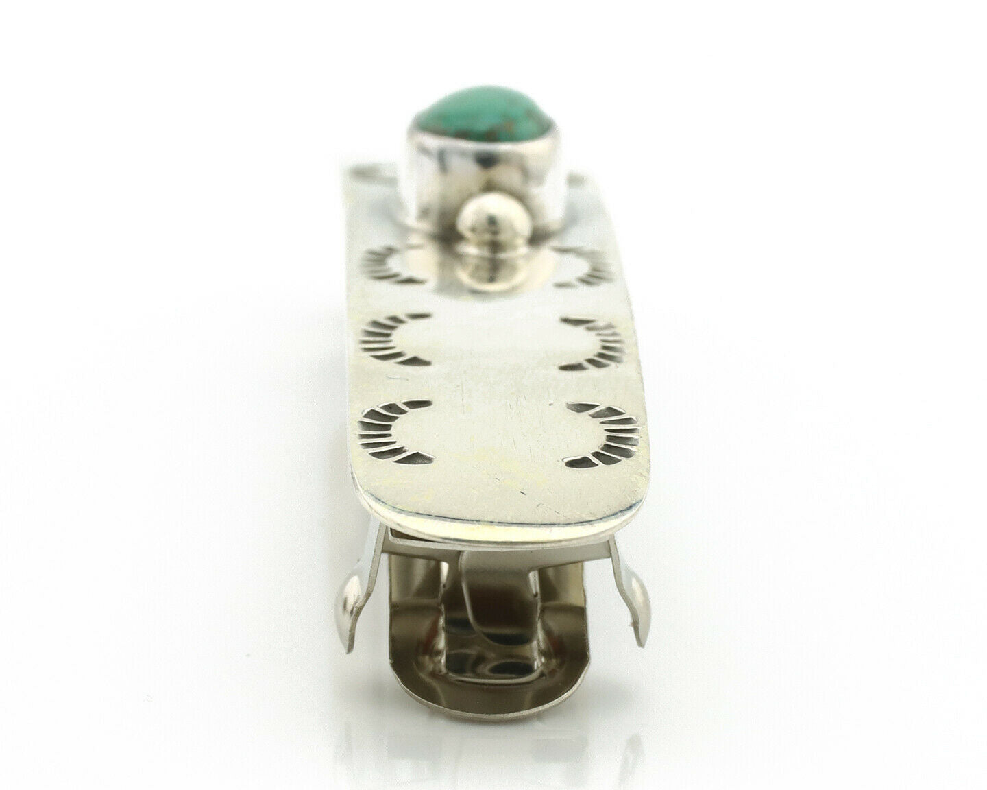 Navajo Hair Clip .925 Silver Turquoise Mountain Native American Barrette C.80's