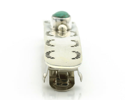 Navajo Hair Clip .925 Silver Turquoise Mountain Native American Barrette C.80's
