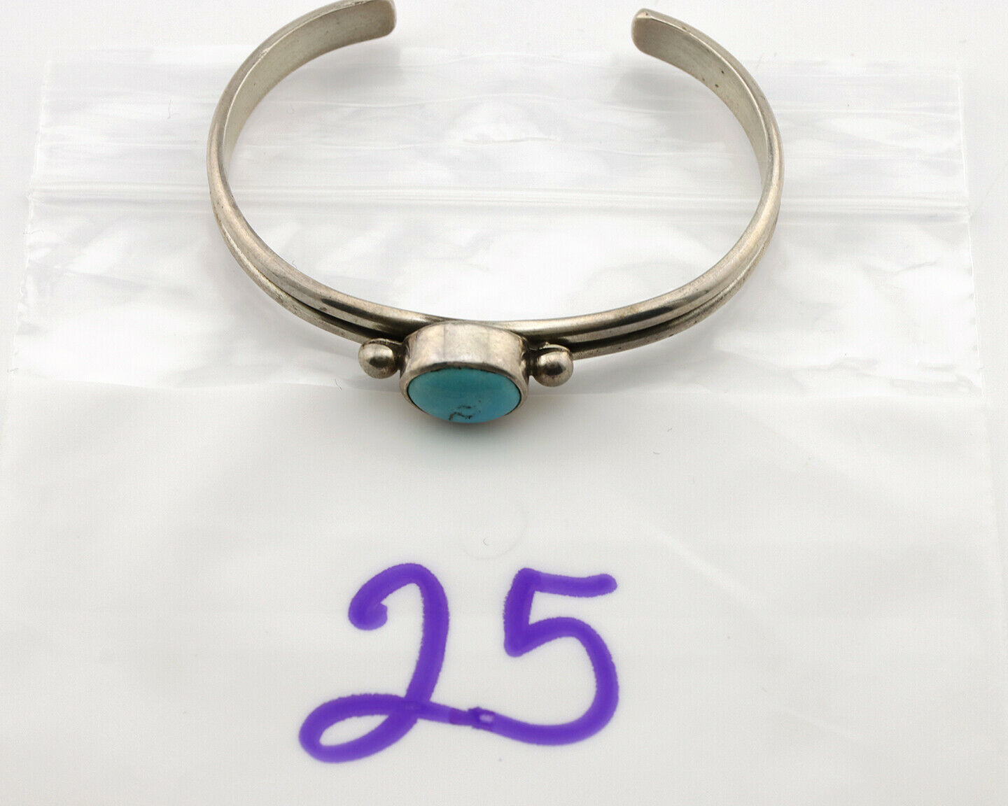 Navajo Bracelet .925 Silver Sleeping Beauty Turquoise Native American C.80's