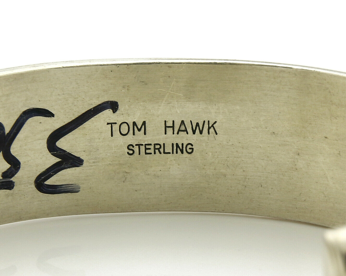 Navajo Bracelet .925 Silver SOLID Handmade Signed Artist Tom Hawk Circa 1980's