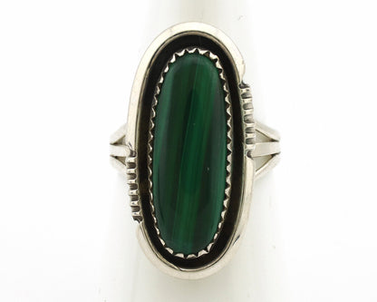 Navajo Ring 925 Silver Natural Malachite Artist Signed William Denetdale C80s