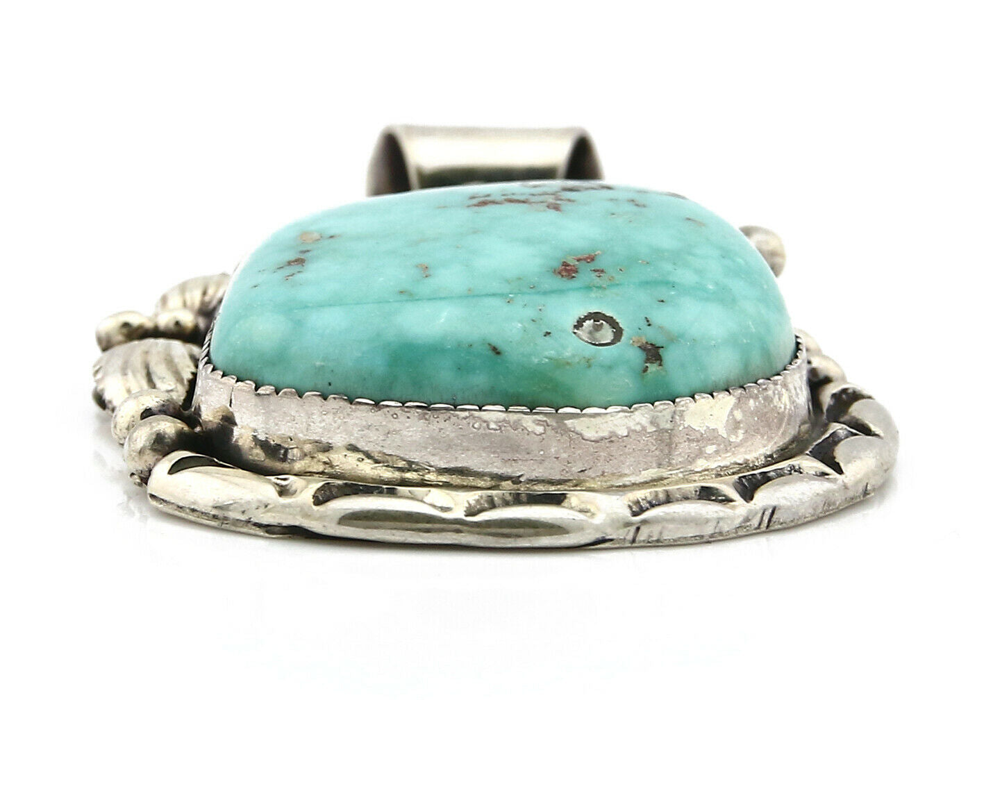 Navajo Pendant .925 Silver Kingman Turquoise Signed Artist Tom Willeto C.80's