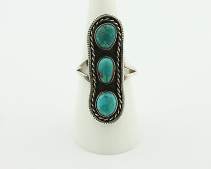 Navajo Ring .925 Silver Natural Blue Turquoise Native American Artist C.80's