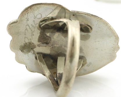 Navajo Ring 925 Silver Natural Blue Turquoise Artist Signed Justin Morris C.80's