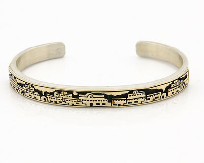 Navajo Bracelet .925 Silver SOLID 14k Yellow Gold Signed MM Rogers & NJ C80-90s