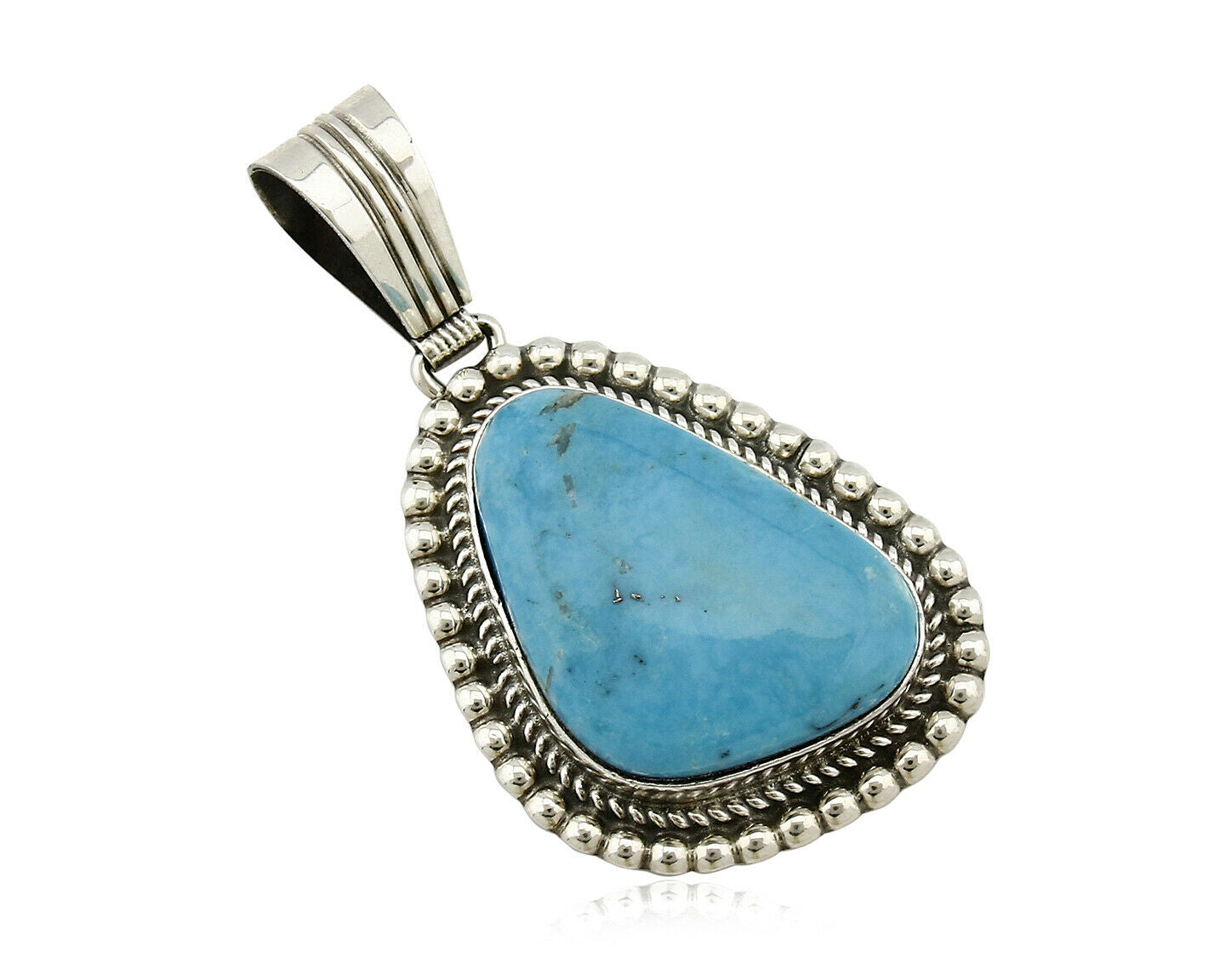 Navajo Pendant .925 Silver Kingman Turquoise Signed Artist LT Begay C.80's
