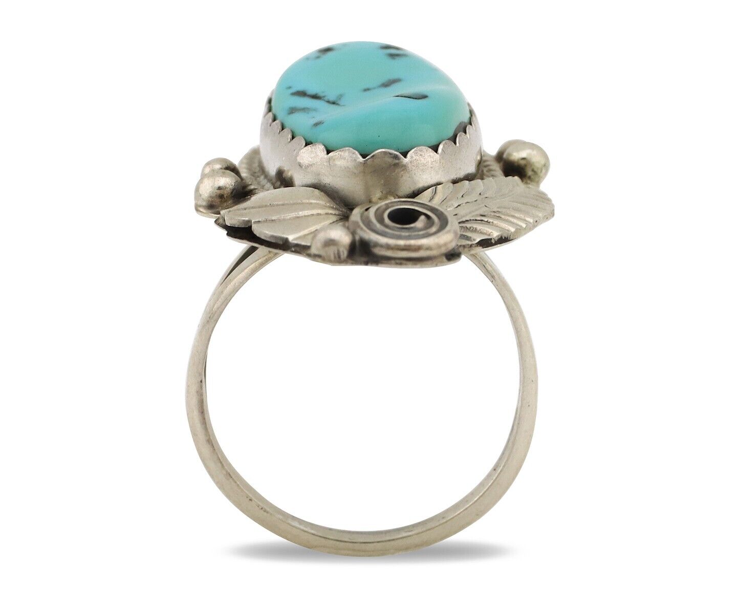 Navajo Ring 925 Silver Sleeping Beauty Turquoise Signed Justin Morris C.80's