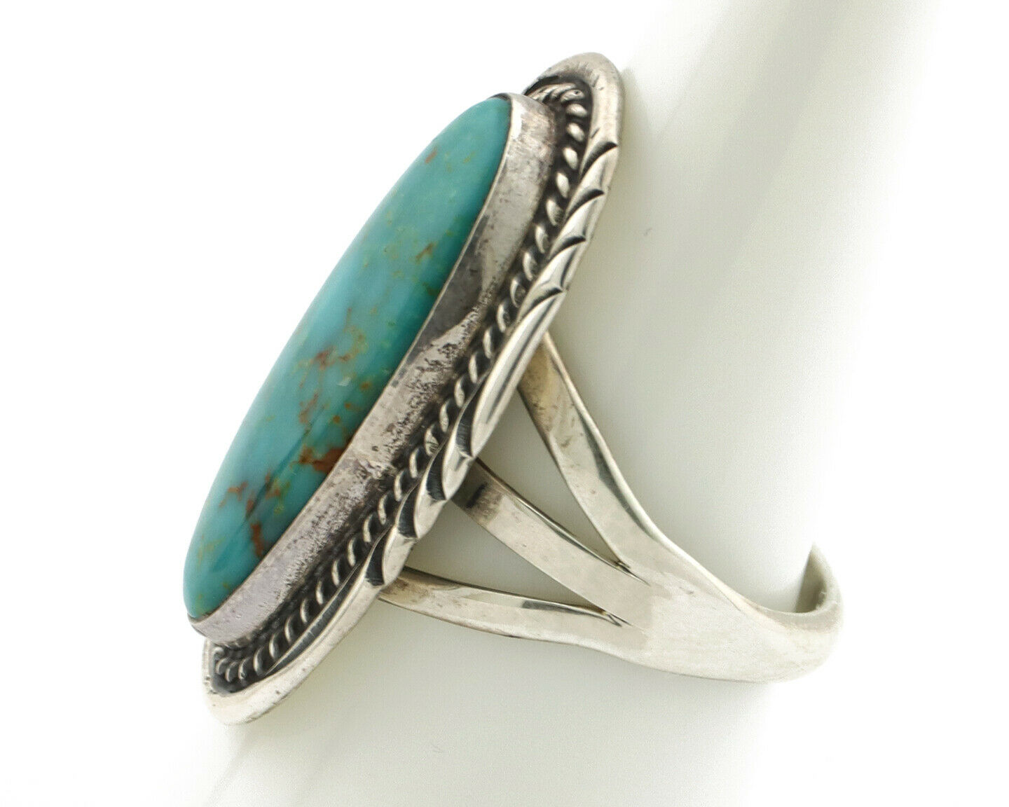 Navajo Ring .925 Silver Kingman Turquoise Native American Artist C.80's