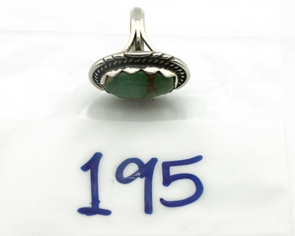 Navajo Ring .925 Silver Natural Green Turquoise Signed Apache C.80's