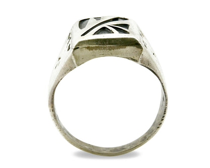 Navajo Overlay Ring .925 Handmade Native American C.80's